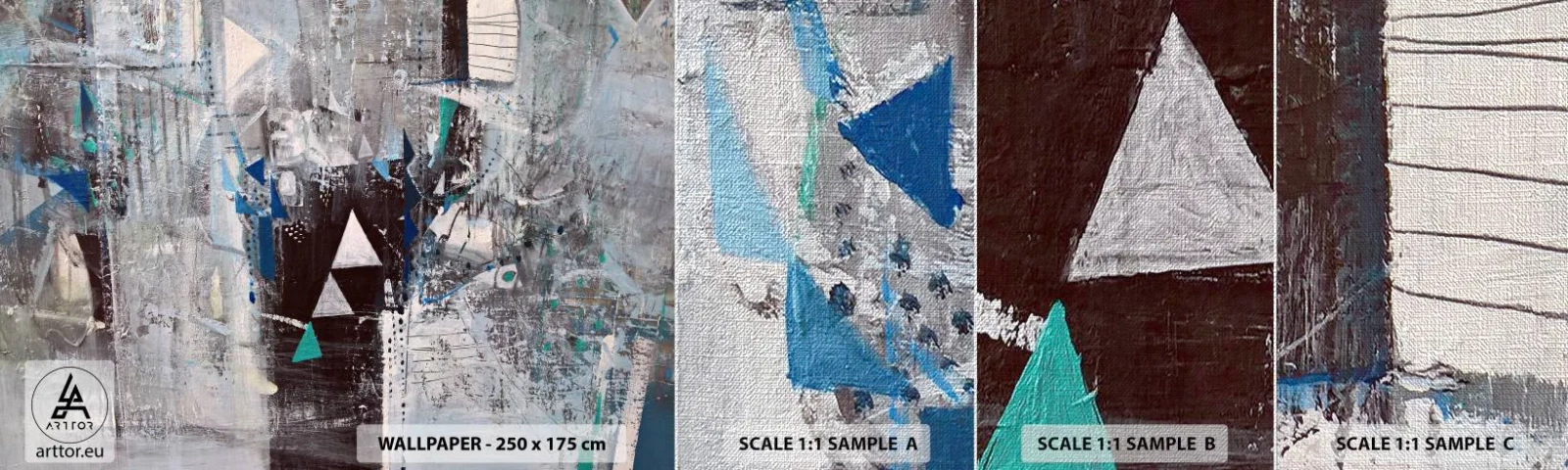 Campione di Fotomurale Premium Canvas - L'ordine superiore dei triangoli - Astrazione, Pezzo, Modello moderno - 100x30 cm