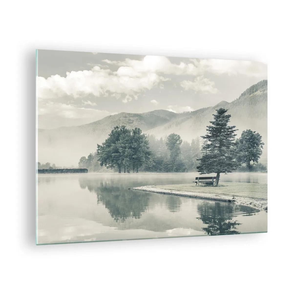 Quadro su vetro - Il lago dorme ancora - 70x50 cm