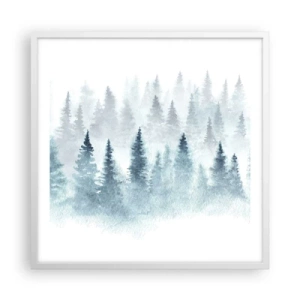 Poster in cornice bianca - Avvolti nella nebbia - 60x60 cm