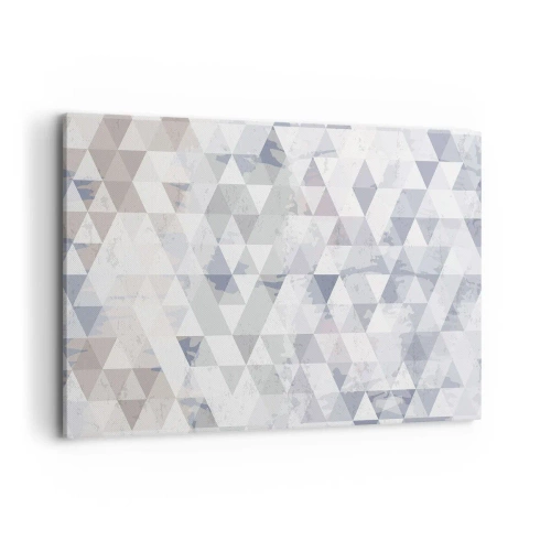 Quadro su tela - Stampe su Tela - Motivo geometrico a triangolo in tonalità pastello - 120x80cm - Al ritmo di tre - Decorazione murale moderna per soggiorno e camera da letto ARTTOR