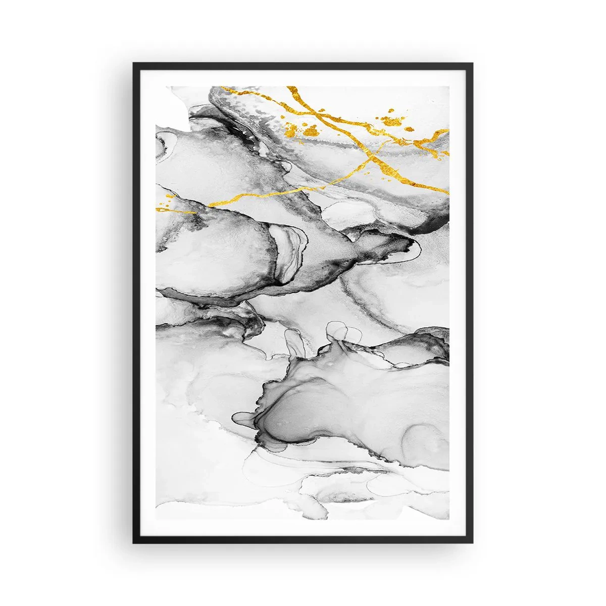 Poster in cornice nera - Composizione con motivo d'oro - 70x100 cm