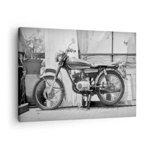 Quadro su tela - Stampe su Tela - Foto in bianco e nero di una motocicletta classica - 70x50cm - La classicità sopra a tutto - Decorazione murale moderna per soggiorno e camera da letto ARTTOR