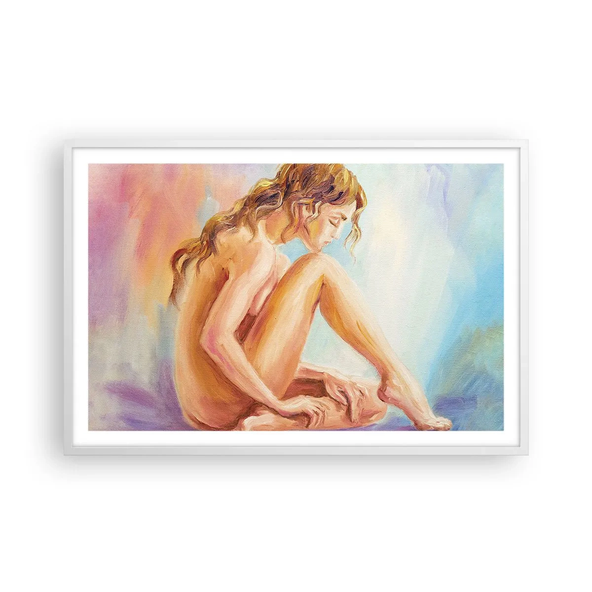 Poster in cornice bianca - Nudo di giovane - 91x61 cm