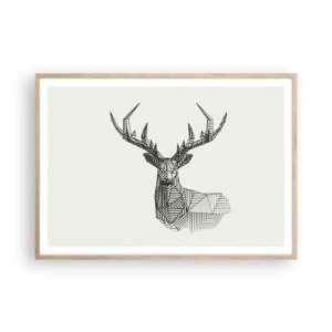 Poster in cornice rovere chiaro - Cervo in stile cubista - 100x70 cm