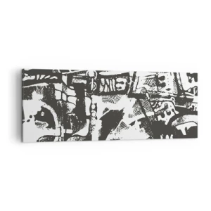 Quadro su tela - Stampe su Tela - Motivo retrò monocromatico astratto - 140x50cm - Ordine o caos? - Decorazione murale moderna per soggiorno e camera da letto ARTTOR
