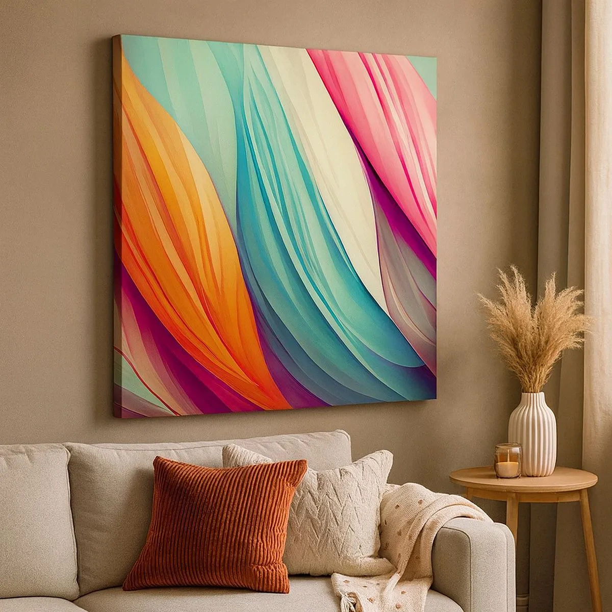 Quadro su tela - Stampe su Tela - Intreccio arcobaleno - 30x30 cm