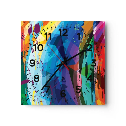 Orologio da parete - Orologio in Vetro - Capogiro di colori - 30x30 cm
