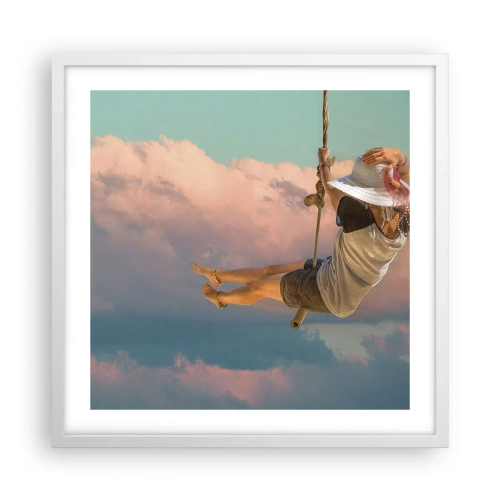 Poster in cornice bianca - Divertimento tra le nuvole - 50x50 cm