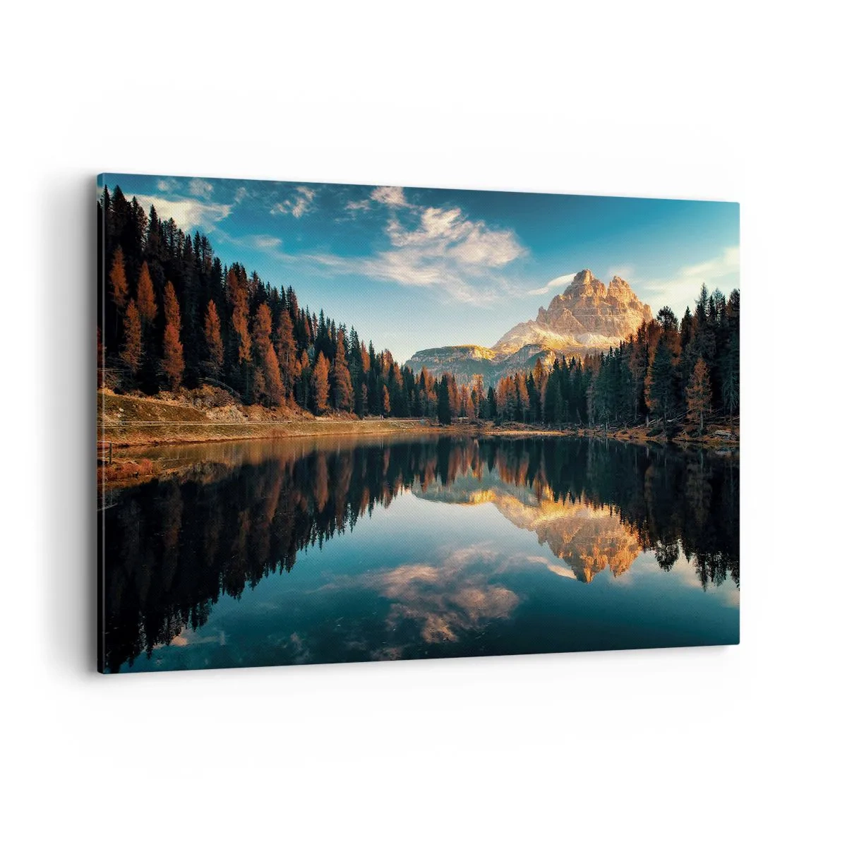 Quadro su tela - Stampe su Tela - Paesaggio montano con lago e foresta - 120x80cm - Paesaggio doppio - Decorazione murale moderna per soggiorno e camera da letto ARTTOR