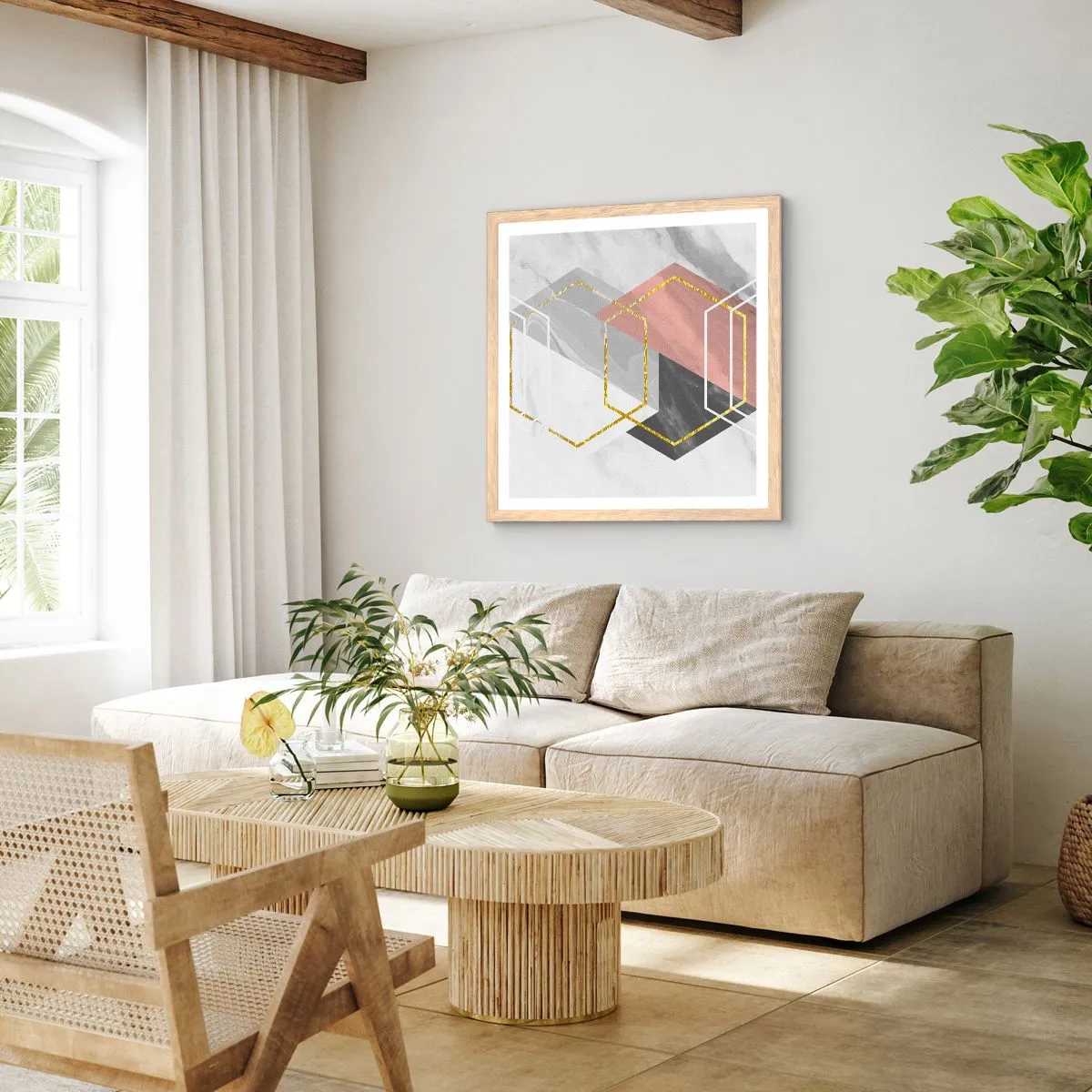 Poster in cornice rovere chiaro - Composizione a catena - 30x30 cm