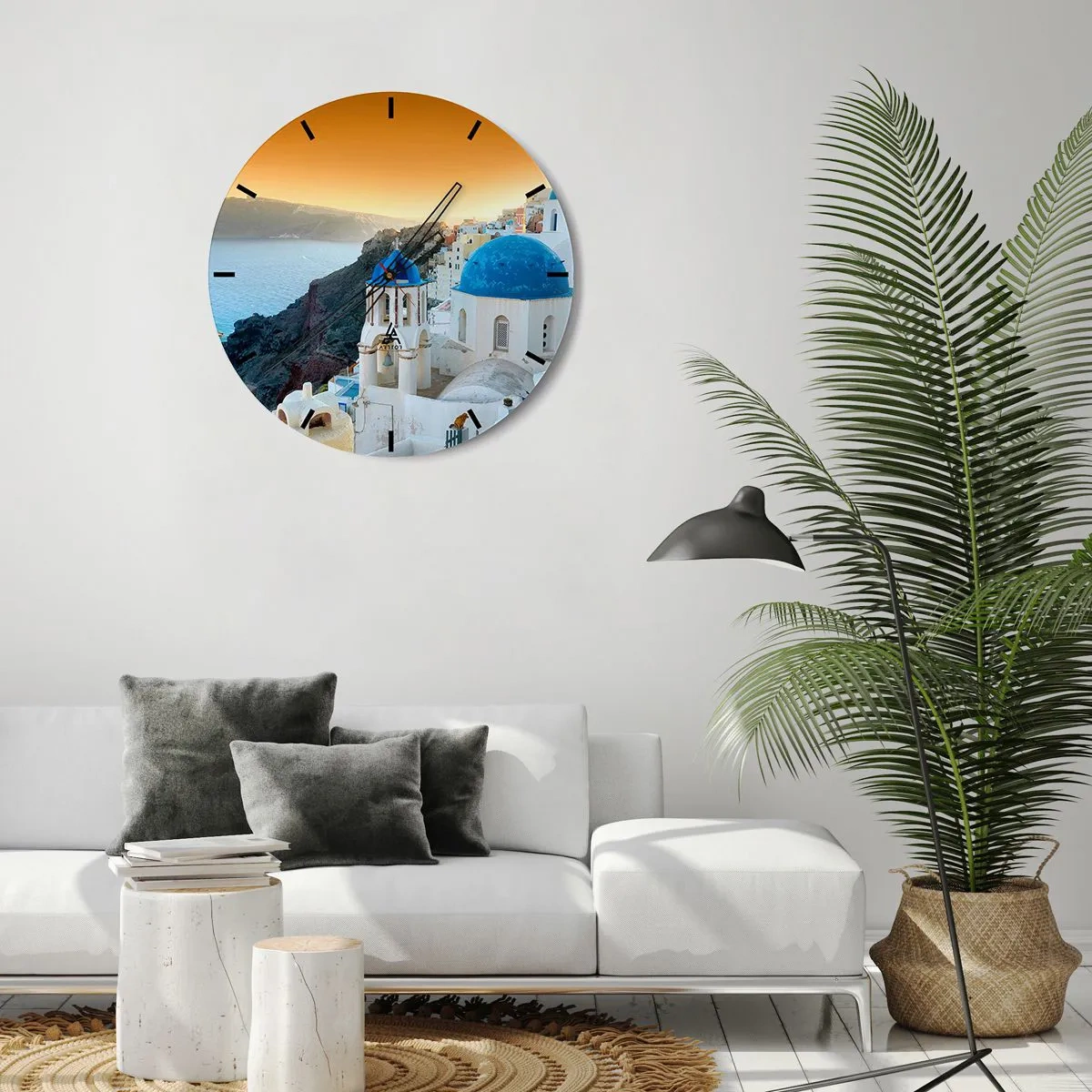 Orologio da parete - Orologio in Vetro - Santorini: aggrappate alle rocce - 40x40 cm