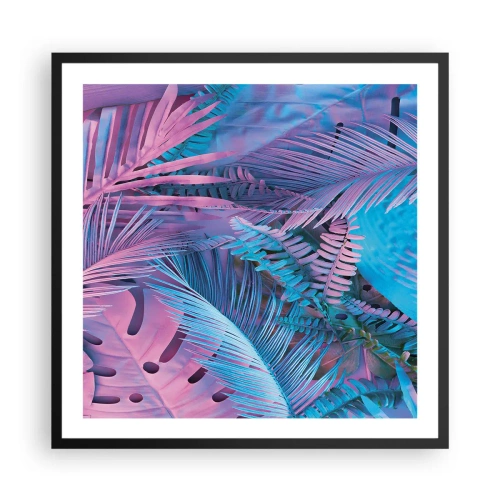 Poster in cornice nera - Tropici in rosa e blu - 60x60 cm