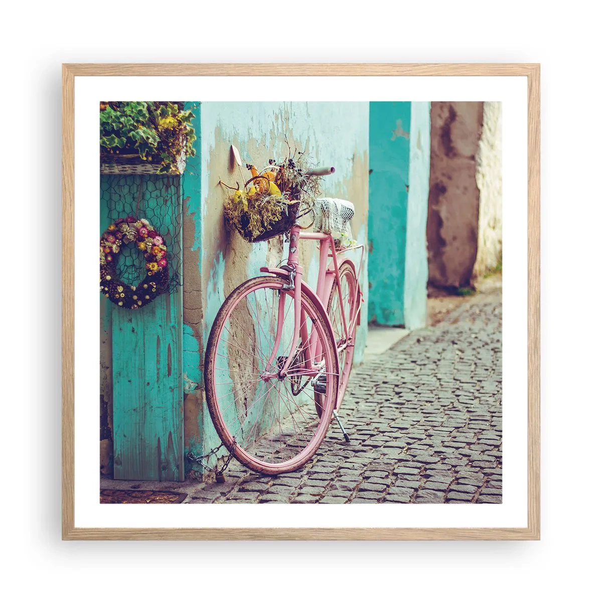 Poster in cornice rovere chiaro - Torno subito - 60x60 cm