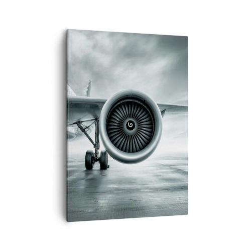 Quadro su tela - Stampe su Tela - Il motore a reazione di un aereo sulla pista - 50x70cm - C'è la forza! - Decorazione murale moderna per soggiorno e camera da letto ARTTOR