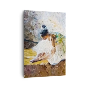 Quadro su tela - Stampe su Tela - Una ballerina in abito bianco in stile pittorico su uno sfondo impressionista. - 70x100cm - Dal quadro di Degas - Decorazione murale moderna per soggiorno e camera da letto ARTTOR