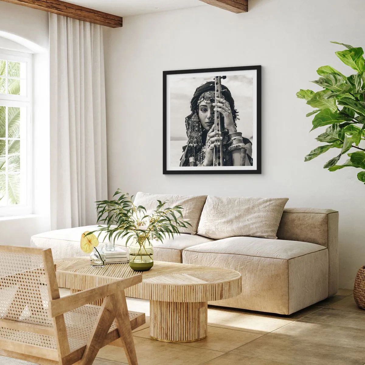 Poster in cornice nera - La musica dell'oriente - 30x30 cm
