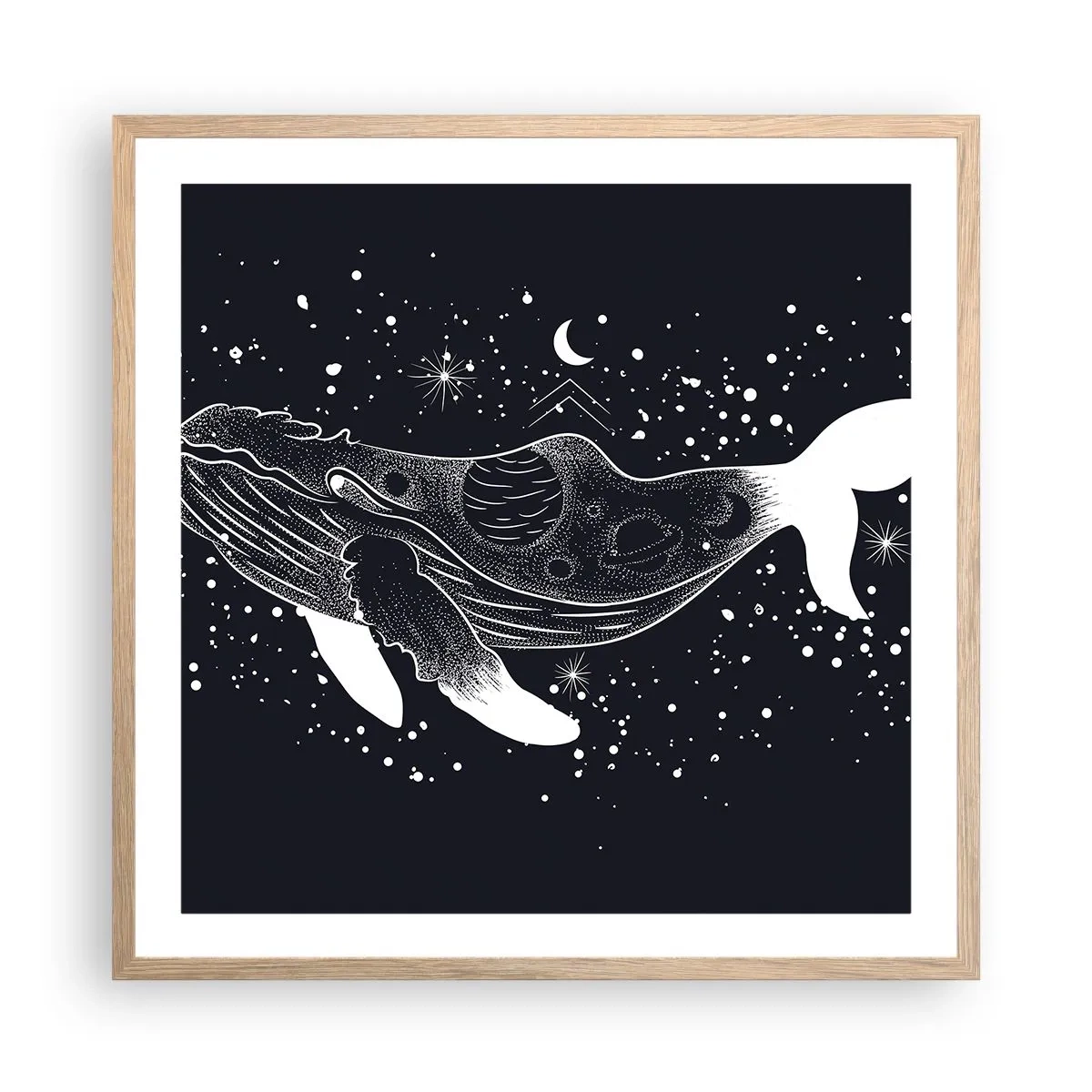 Poster in cornice rovere chiaro - Nell'oceano dell'universo - 60x60 cm