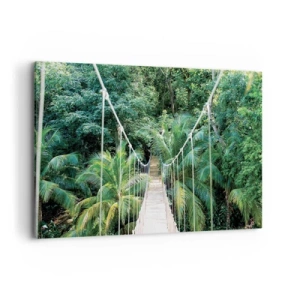 Quadro su tela - Stampe su Tela - Un ponte sospeso in una giungla tropicale piena di verde - 120x80cm - Welcome to the jungle! - Decorazione murale moderna per soggiorno e camera da letto ARTTOR