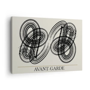 Quadro su tela - Stampe su Tela - Linee nere astratte su sfondo chiaro in stile avanguardista. - 70x50cm - In tutta spontaneità - Decorazione murale moderna per soggiorno e camera da letto ARTTOR