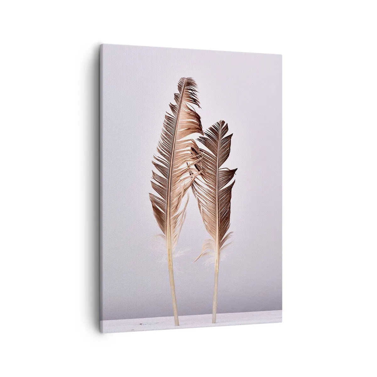 Quadro su tela - Stampe su Tela - Piume delicate su uno sfondo chiaro in stile minimalista - 50x70cm - Contro il nulla - Decorazione murale moderna per soggiorno e camera da letto ARTTOR