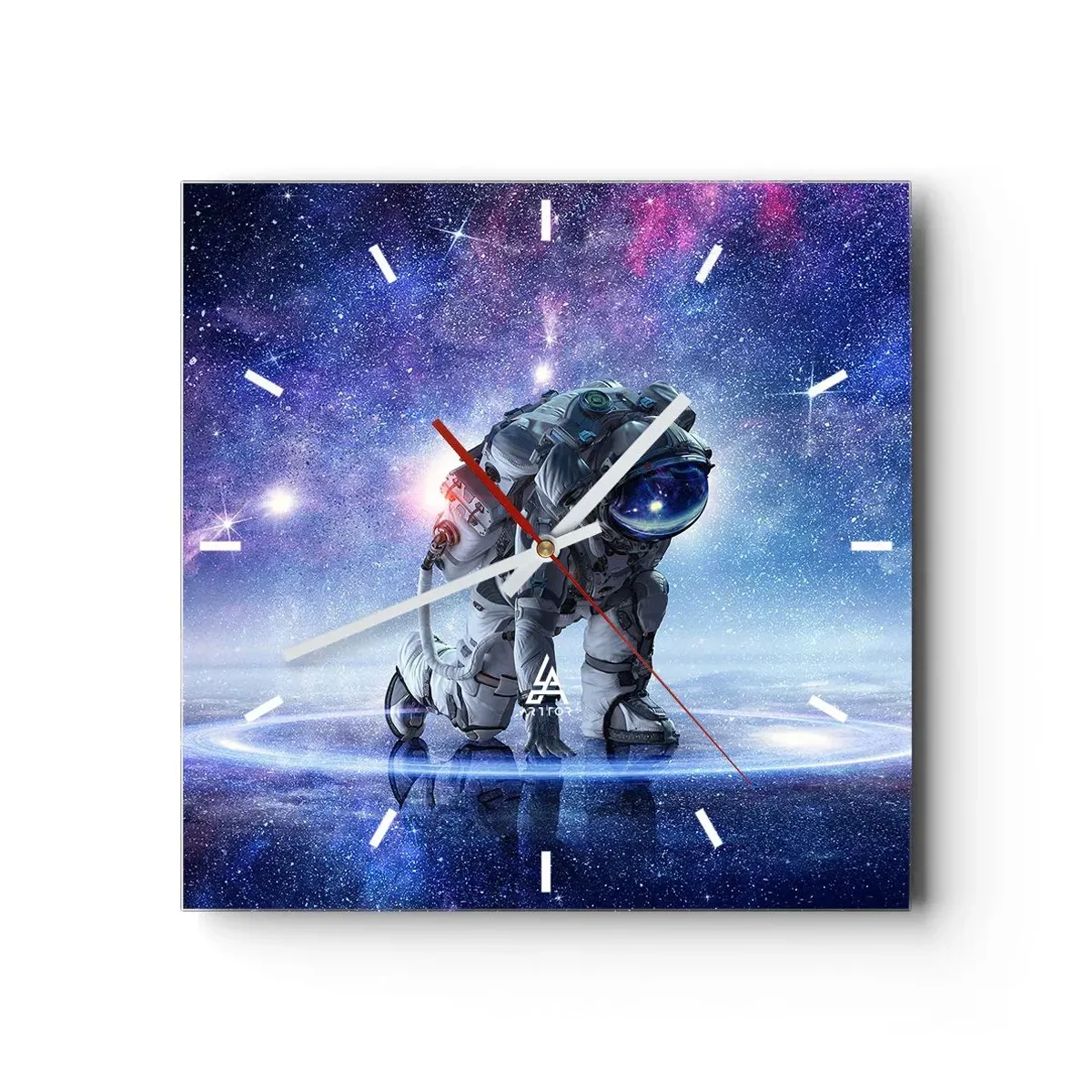 Orologio da parete - Orologio in Vetro - Astronauta in un paesaggio galattico - 30x30cm - Il cielo stellato sopra di me - Decorazione murale moderna per soggiorno e camera da letto ARTTOR