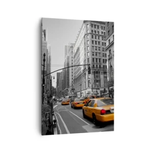 Quadro su tela - Stampe su Tela - Taxi gialli per le strade di New York - 70x100cm - Il sole della grande città - Decorazione murale moderna per soggiorno e camera da letto ARTTOR