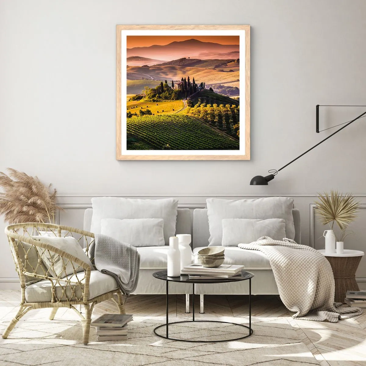Poster in cornice rovere chiaro - Arcadia: paesaggio toscano - 30x30 cm