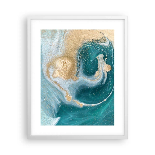 Poster in cornice bianca - Vortice di oro e turchese - 40x50 cm