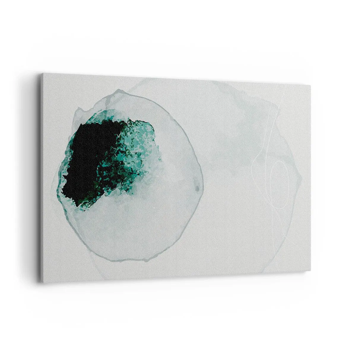 Quadro su tela - Stampe su Tela - Goccia d'acqua astratta con sfumature di verde e nero - 120x80cm - In una goccia d'acqua - Decorazione murale moderna per soggiorno e camera da letto ARTTOR
