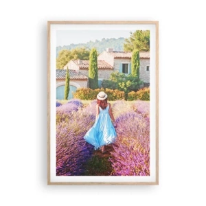 Poster in cornice rovere chiaro - La ragazza nella lavanda - 61x91 cm