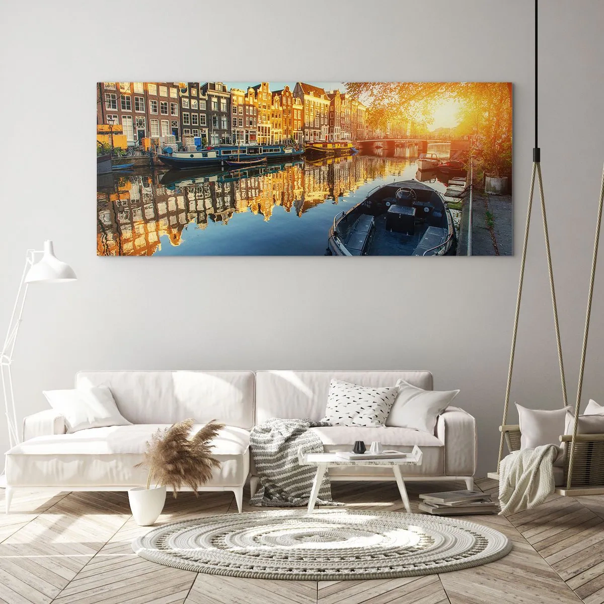 Quadro su vetro - L'alba ad Amsterdam - 90x30 cm