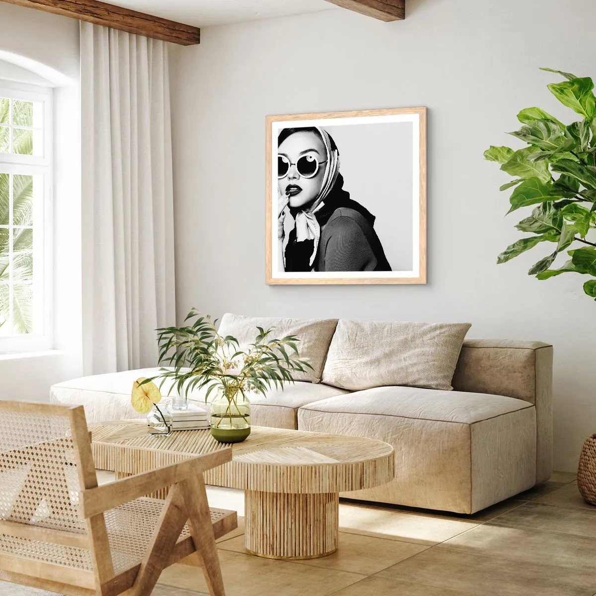 Poster in cornice rovere chiaro - Saluti dagli anni '60 - 50x50 cm