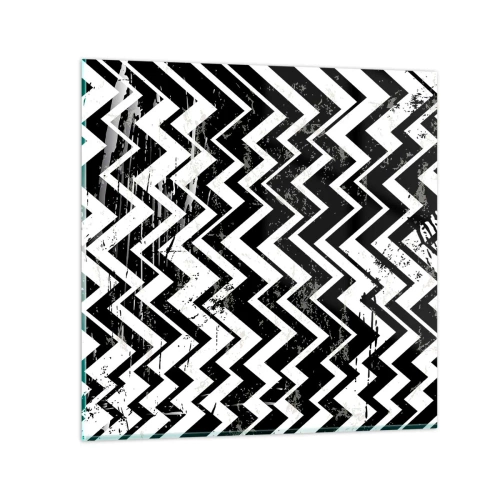 Quadro su vetro - Zig-bianco, zag-nero - 40x40 cm