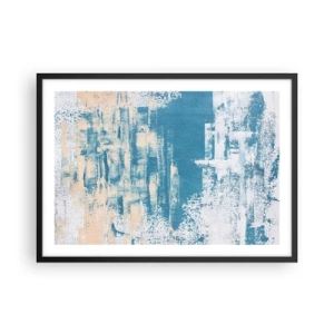 Poster in cornice nera - Composizione astratta nei toni del blu e del bianco - 70x50cm - Attraverso il ghiaccio - Decorazione murale moderna per soggiorno e camera da letto ARTTOR