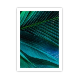 Poster - Foglie tropicali in tonalità di verde intenso - 50x70cm - Anatomia del verde - Decorazione murale moderna per soggiorno e camera da letto ARTTOR