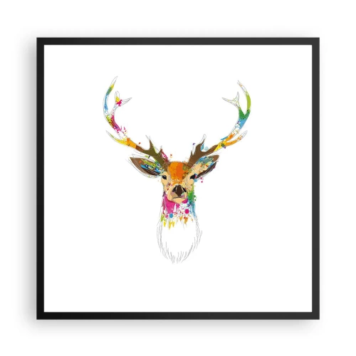 Poster in cornice nera - Mite cerbiatto immerso nel colore - 60x60 cm