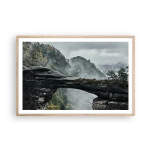 Poster in cornice rovere chiaro - Qui inizia l'avventura - 91x61 cm