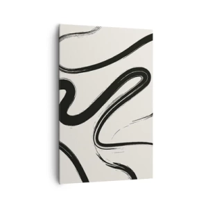 Quadro su tela - Stampe su Tela - Linee curve in bianco e nero su uno sfondo chiaro - 80x120cm - Capriccio bianco e nero - Decorazione murale moderna per soggiorno e camera da letto ARTTOR