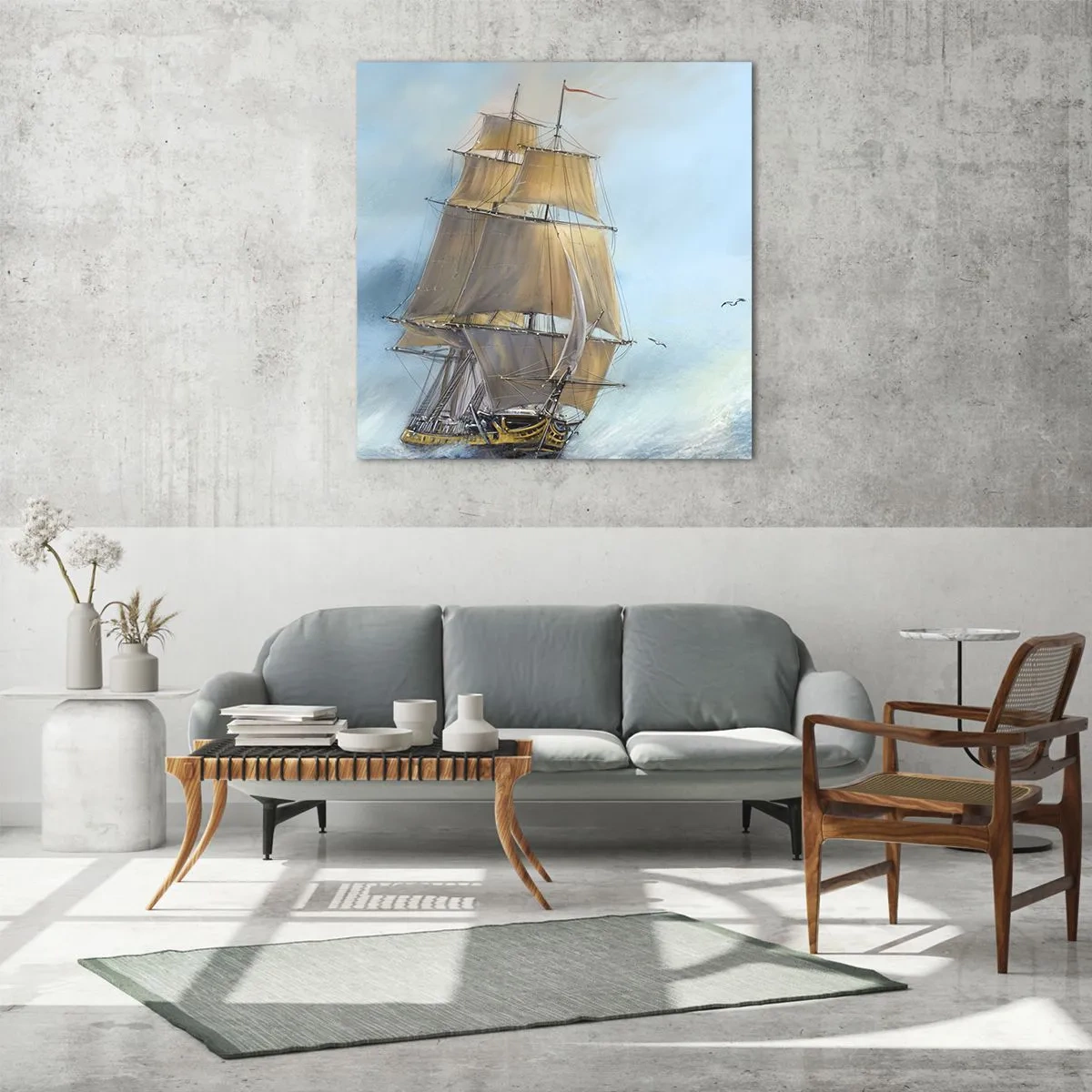 Quadro su vetro - Frangendo i flutti - 60x60 cm