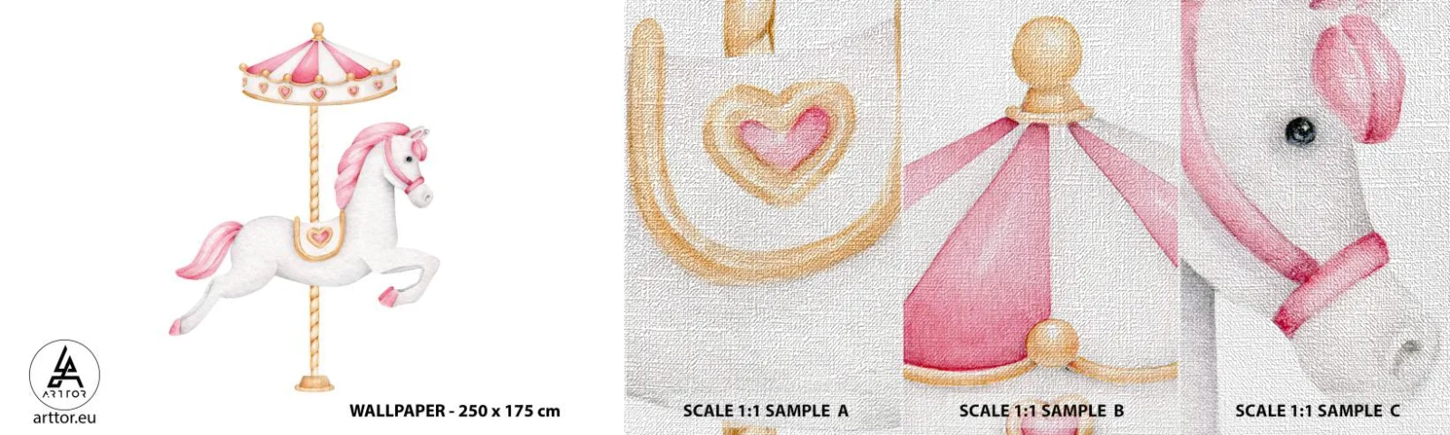 Campione di Fotomurale Premium Canvas - Partito al galoppo. - Cavallo, Giostra, Da ragazzina - 100x30 cm