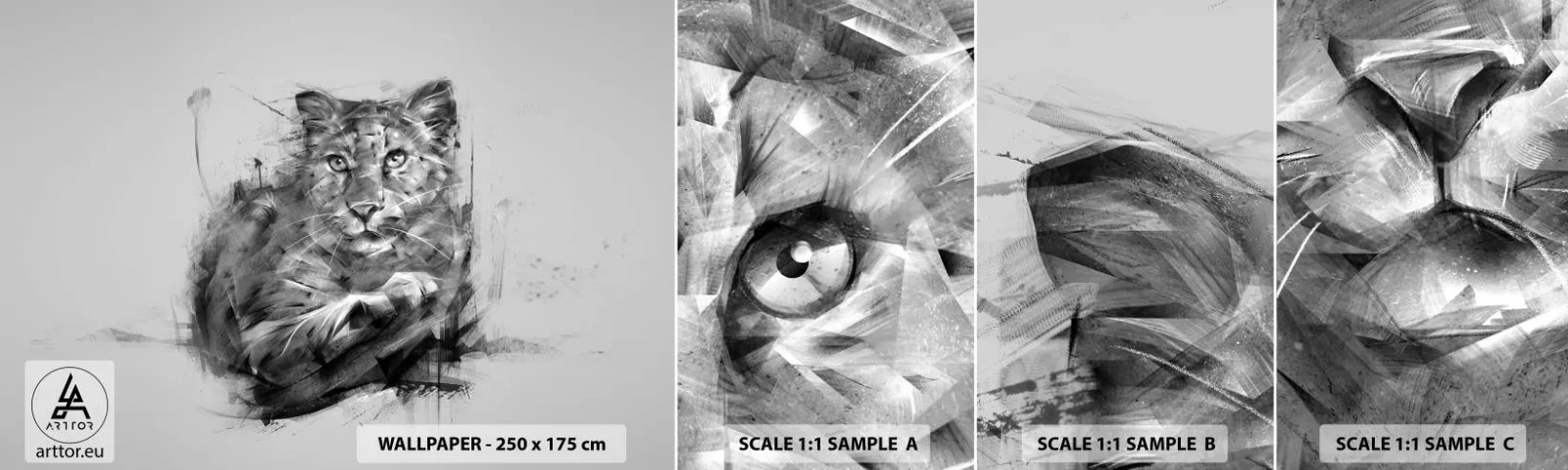 Campione Di Fotomurale Standard Eco - Si, ascolto attentamente - Pantera, Animali, Gatto selvatico - 100x30 cm