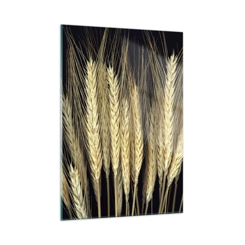 Quadro su vetro - Grana dai toni caldi su sfondo nero - 50x70cm - Magia rustica - Decorazione murale moderna per soggiorno e camera da letto ARTTOR