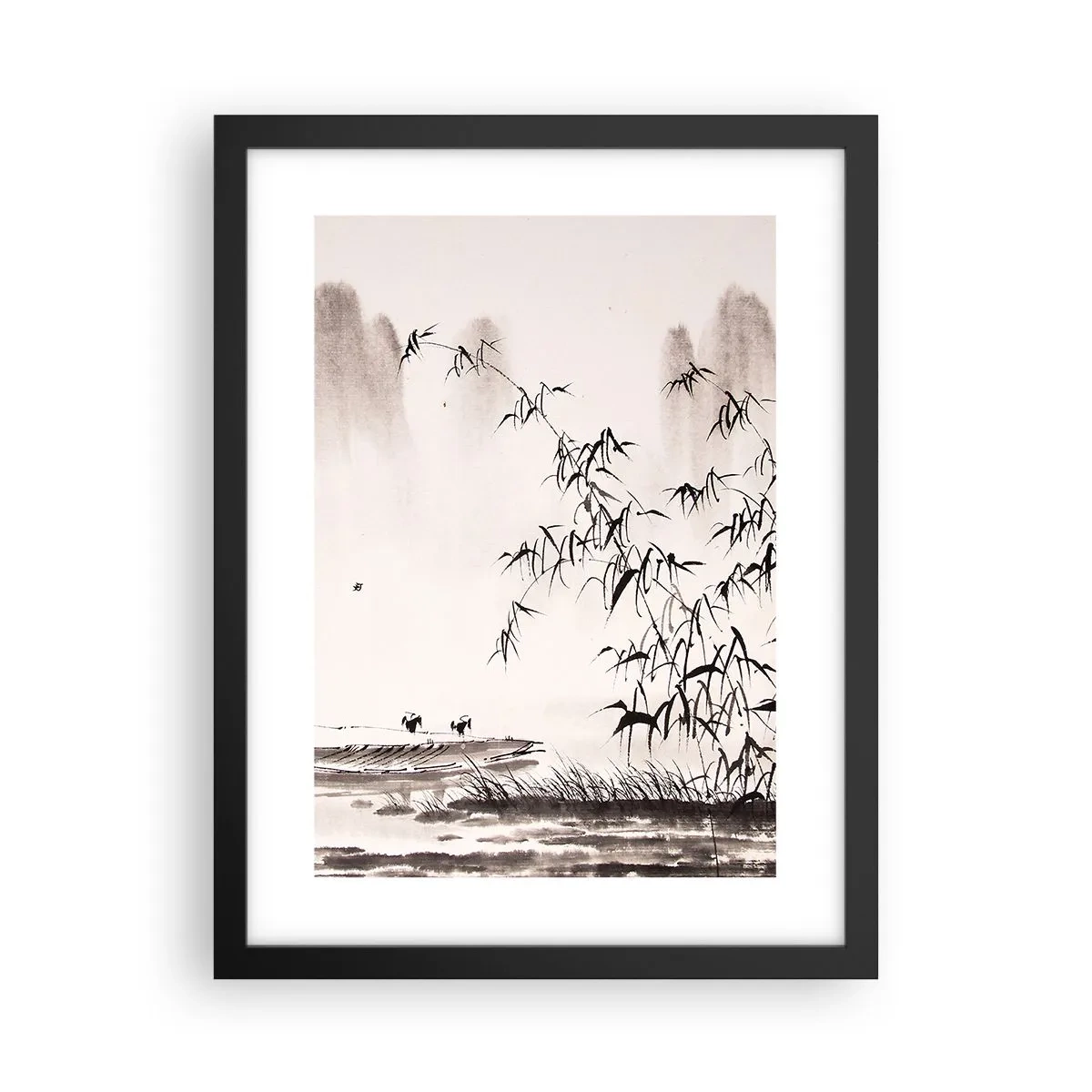 Poster in cornice nera - Il silenzio dei campi di riso - 30x40 cm