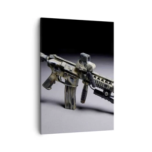Quadro su tela - Stampe su Tela - Arma moderna in colore mimetico su sfondo scuro - 50x70cm - Sempre minaccioso - Decorazione murale moderna per soggiorno e camera da letto ARTTOR
