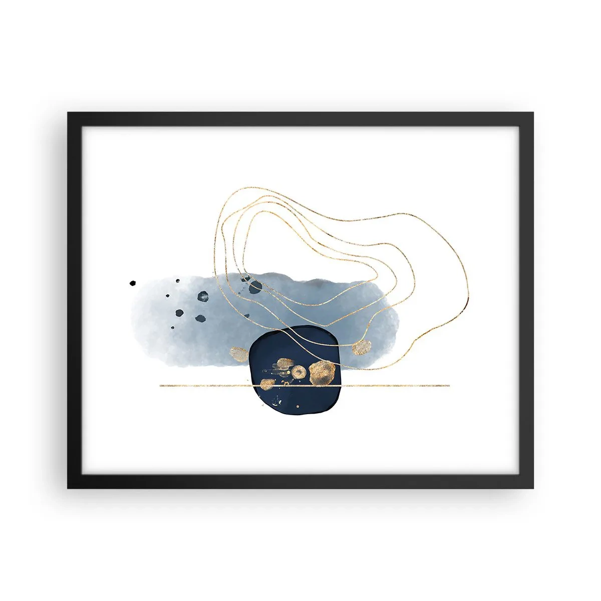 Poster in cornice nera - Fantasia blu e oro - 50x40 cm