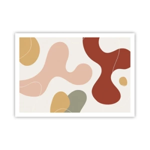 Poster - Una composizione astratta in tonalità pastello con forme dinamiche. - 100x70cm - Ghirigori - Decorazione murale moderna per soggiorno e camera da letto ARTTOR