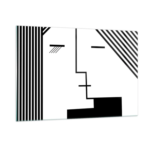 Quadro su vetro - Una rivisitazione grafica di un bacio in stile minimalista - 120x80cm - Semplicemente un bacio - Decorazione murale moderna per soggiorno e camera da letto ARTTOR