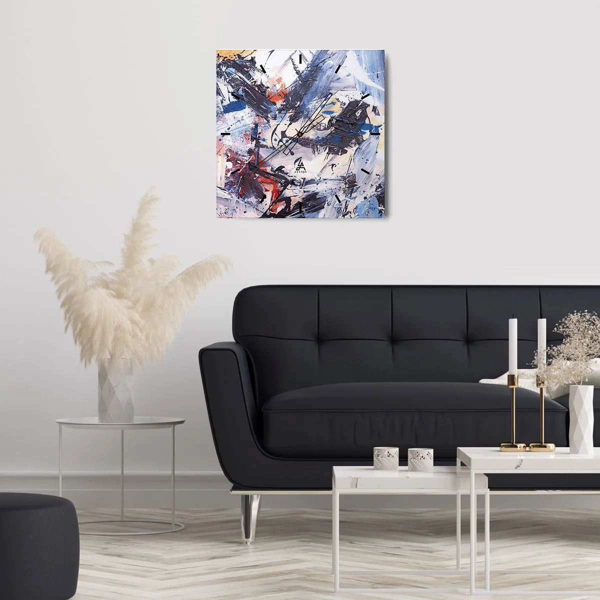 Orologio da parete - Orologio in Vetro - La danza folle dell'astrazione - 40x40 cm