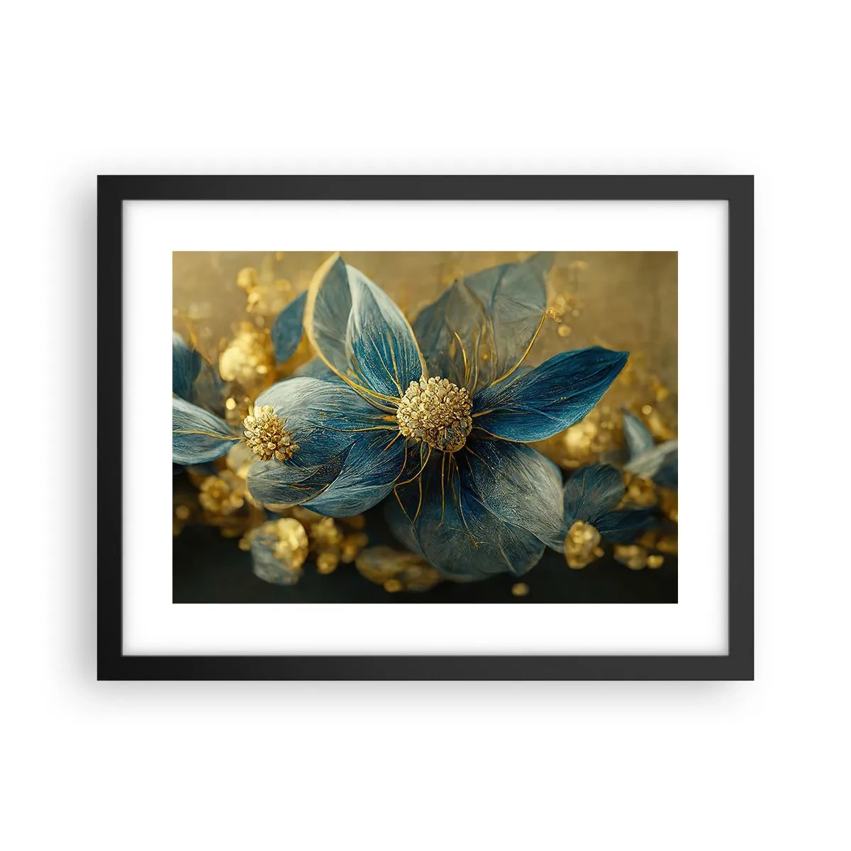 Poster in cornice nera - Fiorire d'oro - 40x30 cm