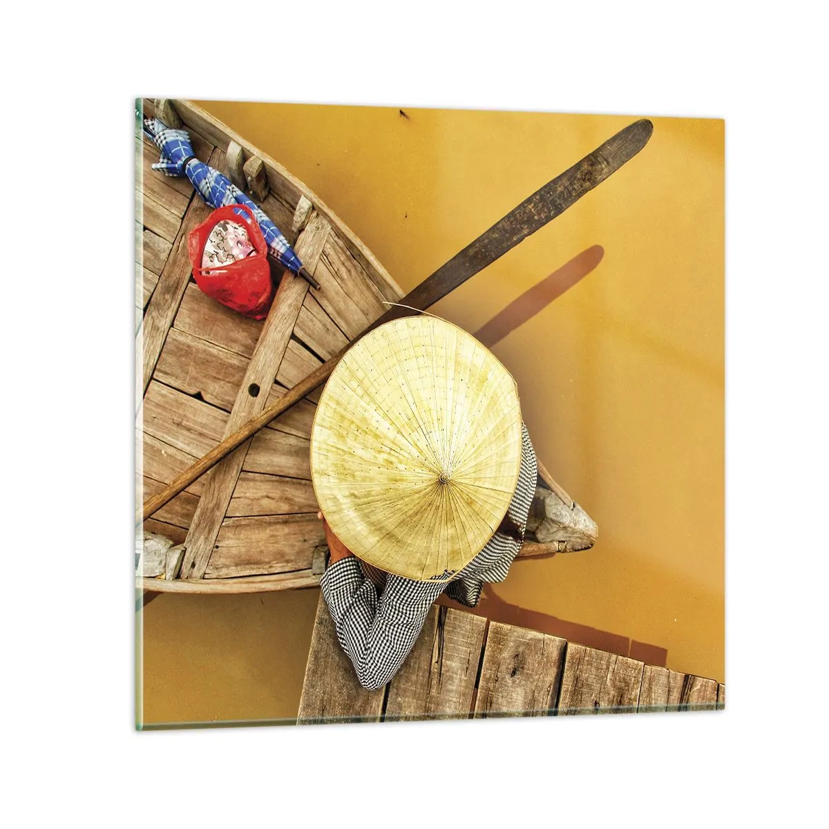 Quadro su vetro - Vita sul Fiume Giallo - 50x50 cm